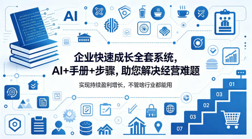 企业快速成长全套系统，AI+手册+步骤，助您解决经营难题，实现持续盈利增长，不管啥行业都能用-巅峰研习社
