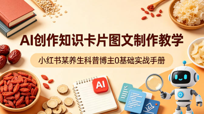 AI创作知识卡片图文制作教学，小红书某养生科普博主0基础实战手册-巅峰研习社