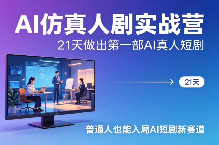 AI仿真人剧实战营，21天做出第一部AI真人短剧，普通人也能入局AI短剧新赛道(更新)-巅峰研习社