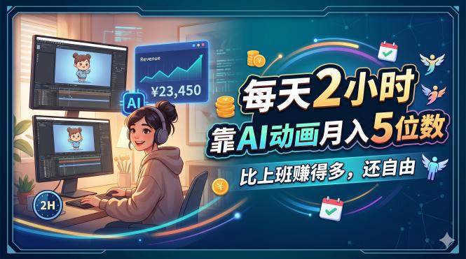 每天 2 小时，靠 AI 动画月入 5 位数，比上班赚得多，还自由-巅峰研习社