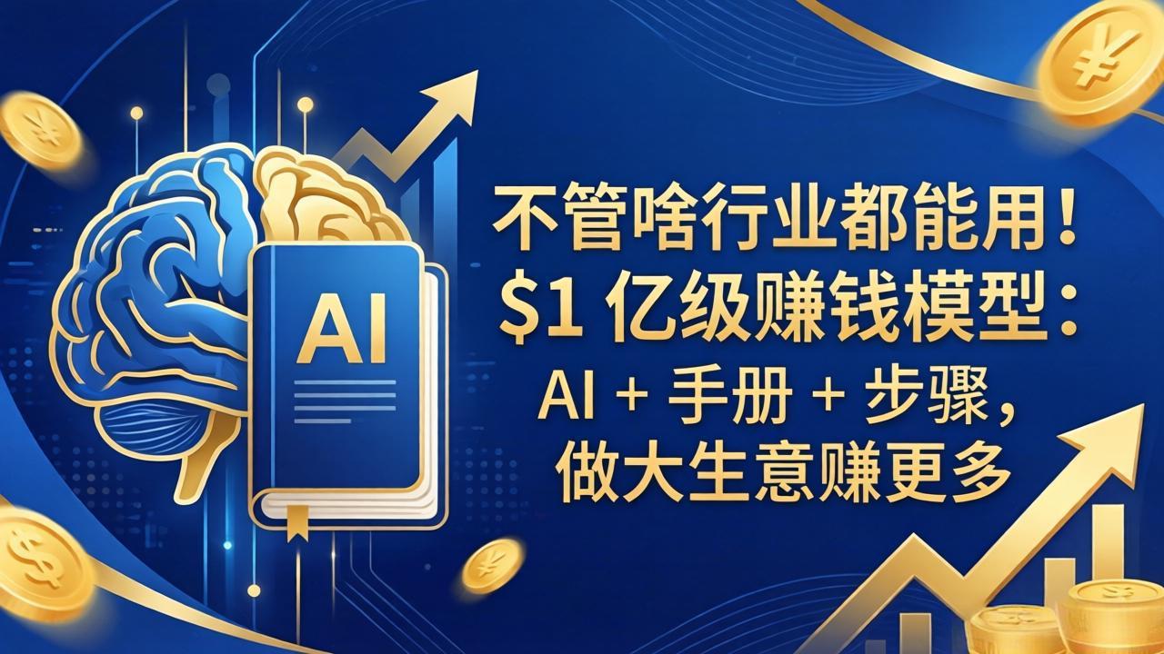 不管啥行业都能用！$1 亿级赚钱模型：AI + 手册 + 步骤，做大生意赚更多-巅峰研习社