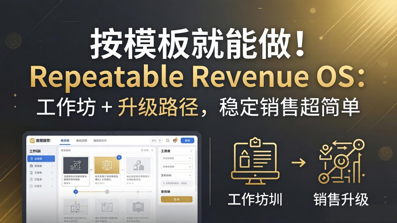 按模板就能做！Repeatable Revenue OS：工作坊 + 升级路径，稳定销售超简单-巅峰研习社