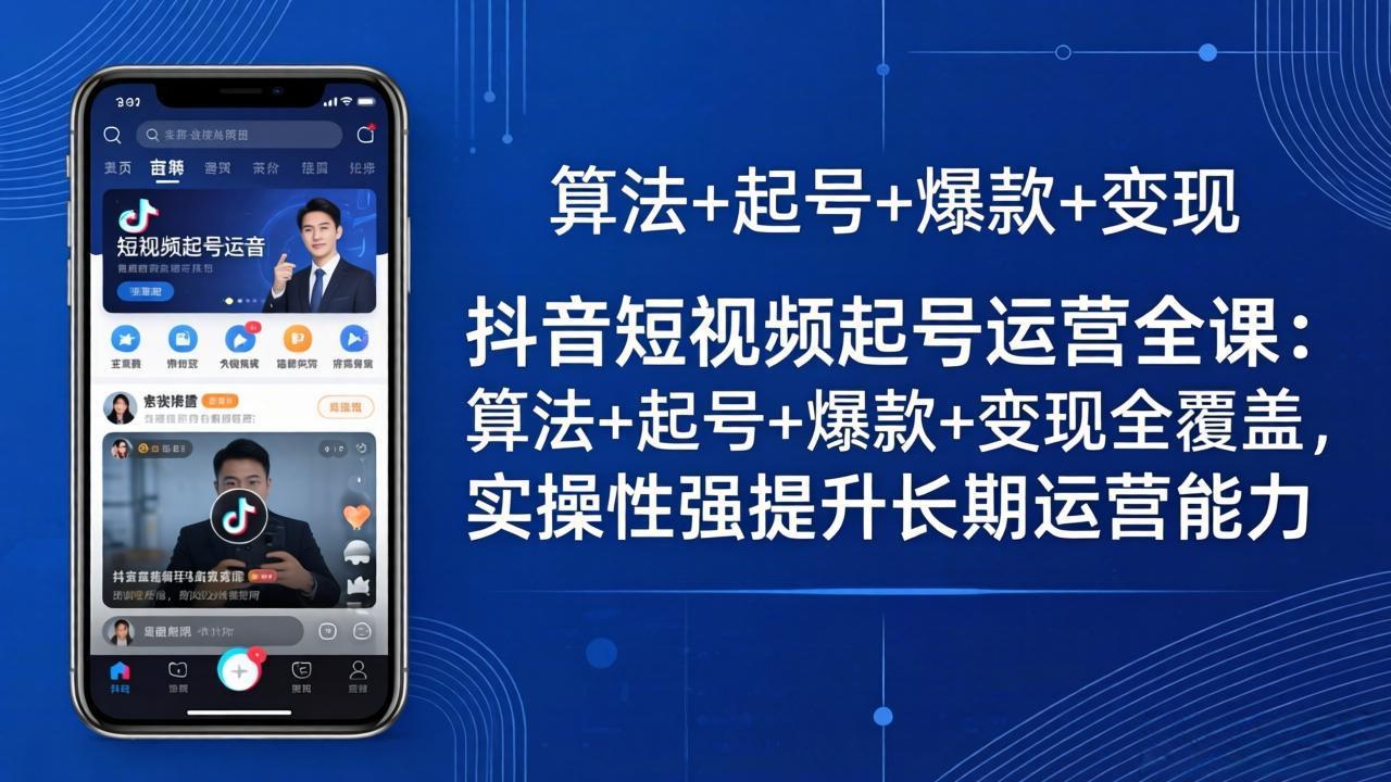 抖音短视频起号运营全课：算法+起号+爆款+变现全覆盖，实操性强提升长期运营能力-巅峰研习社