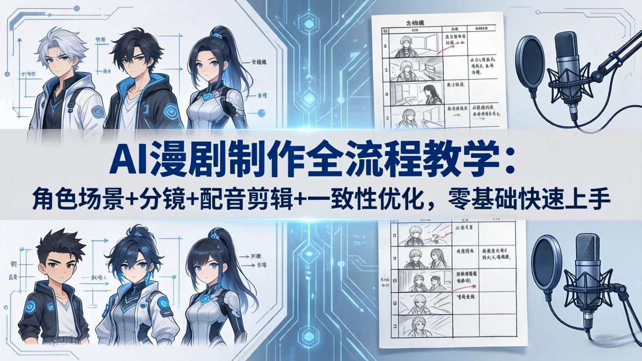 AI漫剧制作全流程教学：角色场景+分镜+配音剪辑+一致性优化，零基础快速上手-巅峰研习社
