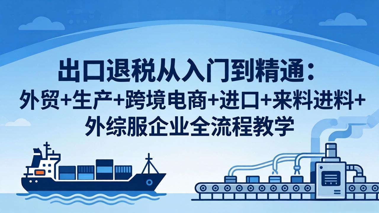 出口退税从入门到精通：外贸+生产+跨境电商+进口+来料进料+外综服企业全流程教学-巅峰研习社