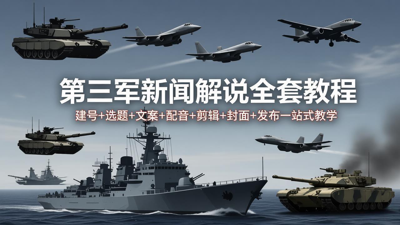 第三军迷新闻解说全套教程：建号+选题+文案+配音+剪辑+封面+发布一站式教学-巅峰研习社