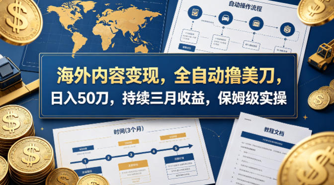 海外内容变现，全自动撸美刀，日入50刀，持续三月收益，保姆级实操【揭秘】-巅峰研习社