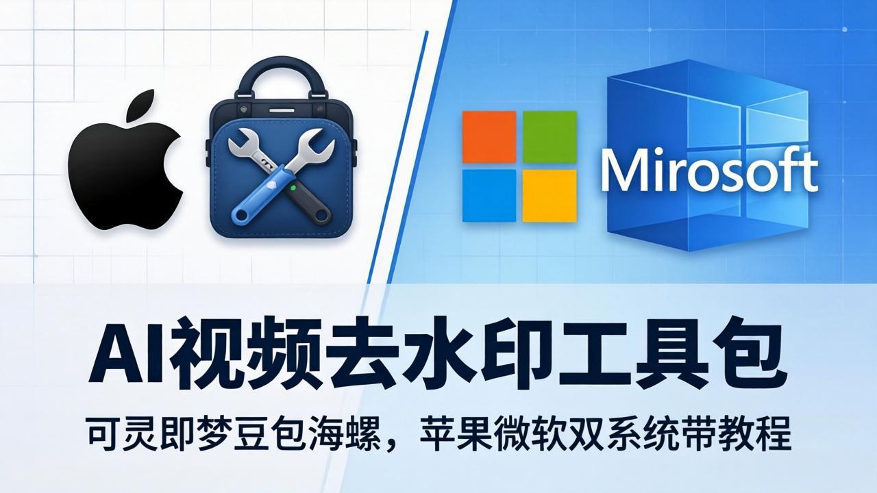 AI视频去水印工具包：可灵即梦豆包海螺，苹果微软双系统带教程-巅峰研习社