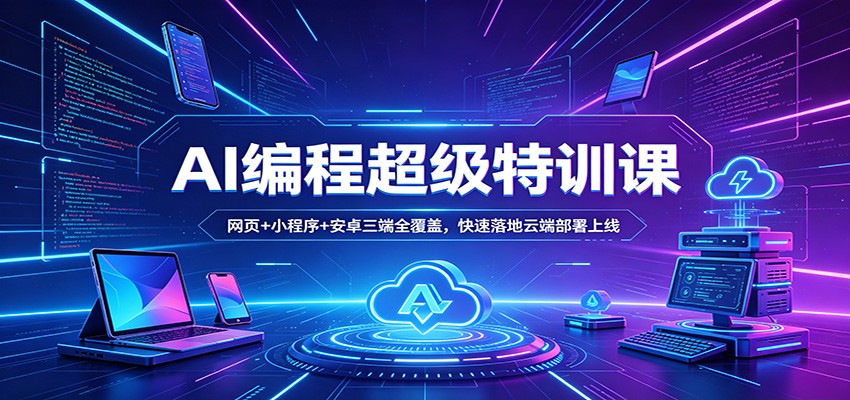 AI编程超级特训课：网页+小程序+安卓三端全覆盖，快速落地云端部署上线-巅峰研习社