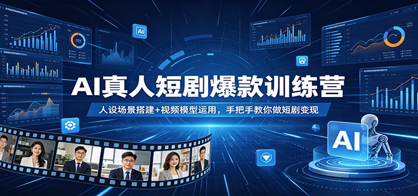 AI真人短剧爆款训练营：人设场景搭建+视频模型运用，手把手教你做短剧变现-巅峰研习社