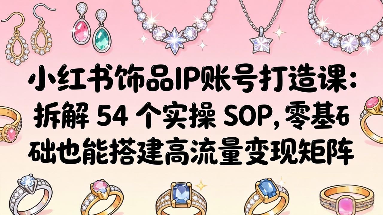 小红书饰品IP账号打造课：拆解 54 个实操 SOP，零基础也能搭建高流量变现矩阵-巅峰研习社