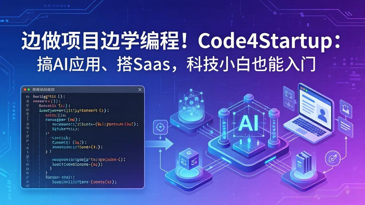 边做项目边学编程！Code4Startup：搞 AI 应用、搭 SaaS，科技小白也能入门-巅峰研习社