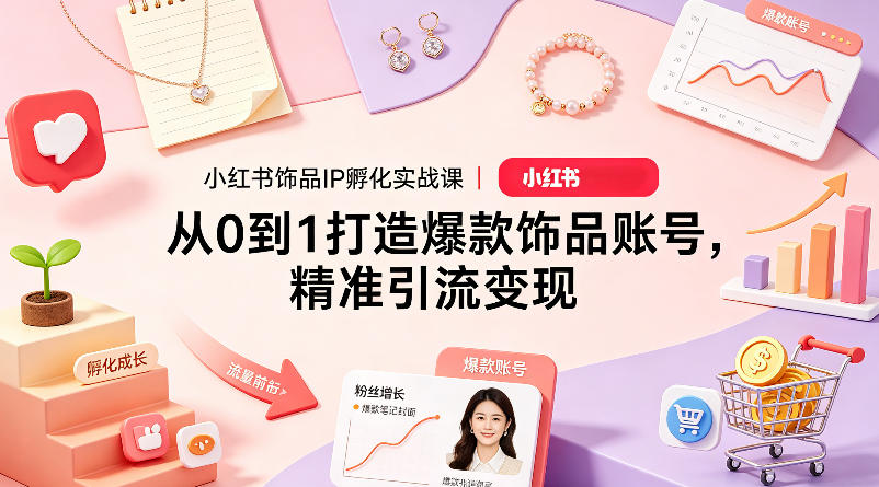 小红书饰品IP孵化实战课｜从0到1打造爆款饰品账号，精准引流变现-巅峰研习社