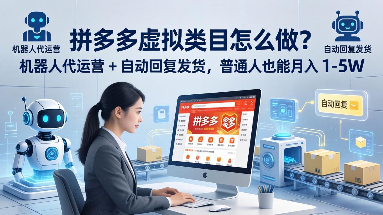 拼多多虚拟类目怎么做？机器人代运营 + 自动回复发货，普通人也能月入 1-5W-巅峰研习社