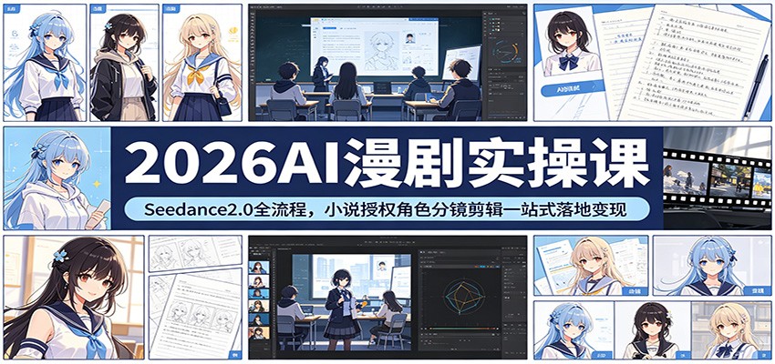 2026AI漫剧实操课：Seedance2.0全流程，小说授权角色分镜剪辑一站式落地变现-巅峰研习社