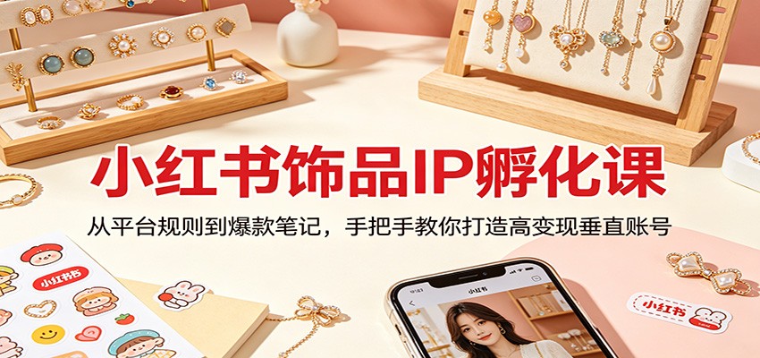 小红书饰品IP孵化课：从平台规则到爆款笔记，手把手教你打造高变现垂直账号-巅峰研习社