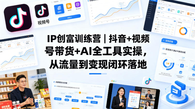 IP创富训练营｜抖音+视频号带货+AI全工具实操，从流量到变现闭环落地-巅峰研习社
