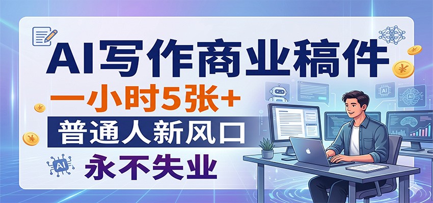 AI写作商业稿件，一小时5张+，普通人新风口，永不失业-巅峰研习社