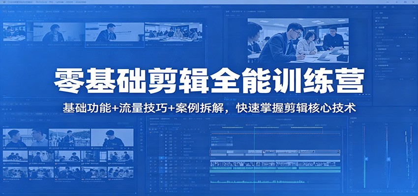 零基础剪辑全能训练营：基础功能+流量技巧+案例拆解，快速掌握剪辑核心技术-巅峰研习社