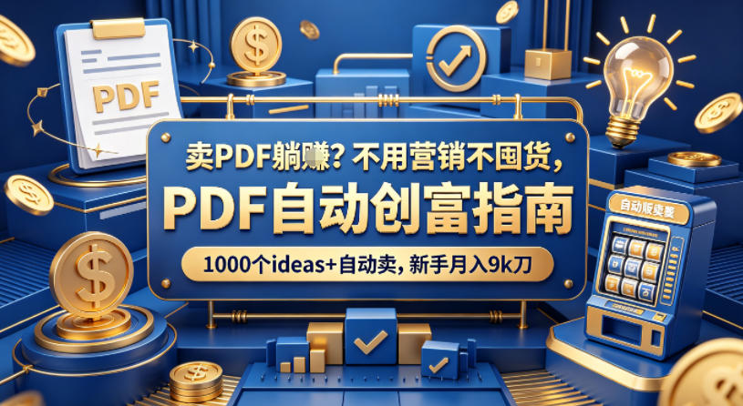 卖PDF躺賺？不用营销不囤货，PDF自动创富指南，1000个ideas+自动卖，新手月入9k刀【原创双语字幕】-巅峰研习社