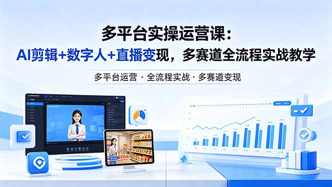 某团队多平台实操运营课-更新26年4月20：AI剪辑+数字人+直播变现，多赛道全流程实战教学-巅峰研习社