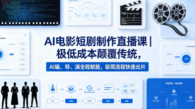 AI电影短剧制作直播课｜极低成本颠覆传统，AI编、导、演全程赋能，极简流程快速出片-巅峰研习社