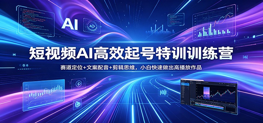 短视频AI高效起号特训训练营：赛道定位+文案配音+剪辑思维，小白快速做出高播放作品-巅峰研习社