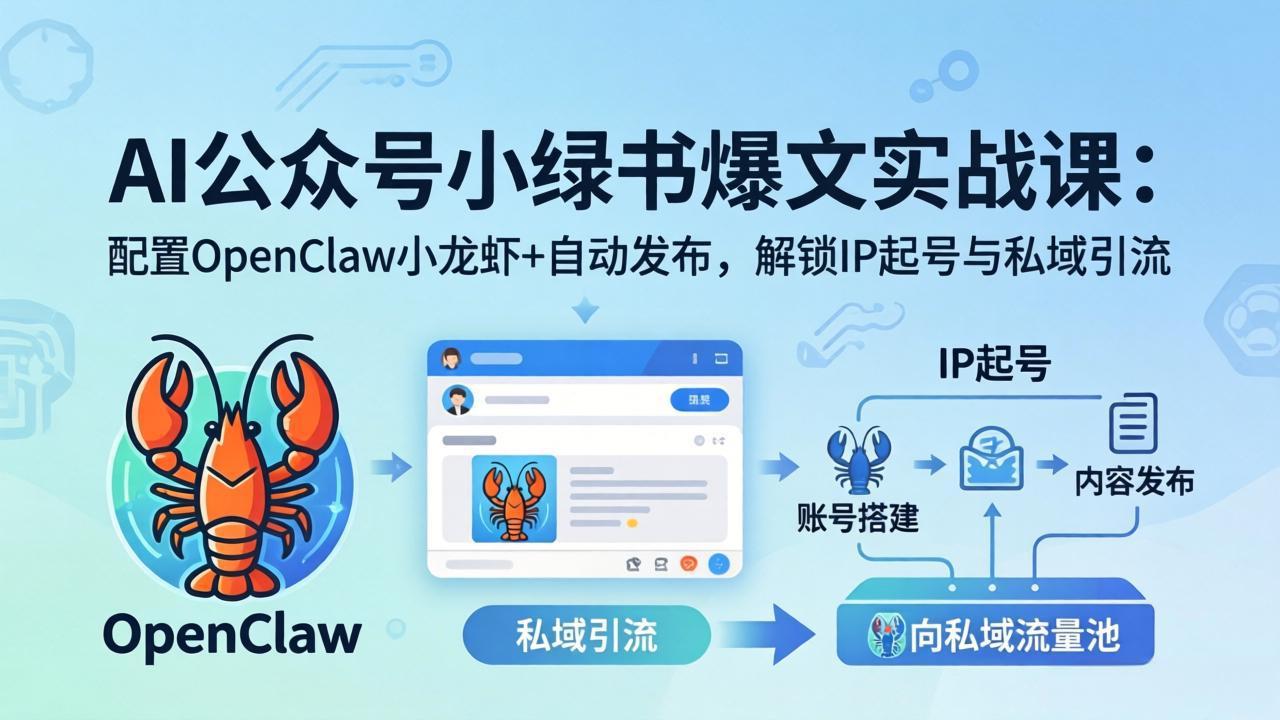 AI公众号小绿书变现实战课：小绿书爆文写作+OpenClaw自动发布，解锁IP起号与私域引流-巅峰研习社
