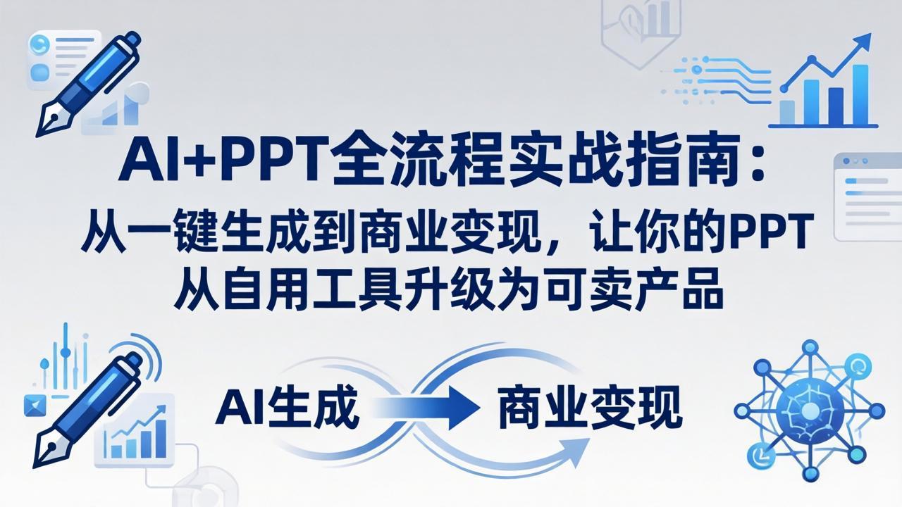 AI+PPT全流程实战指南-更新4月21：从一键生成到商业变现，让你的PPT从自用工具升级为可卖产品-巅峰研习社