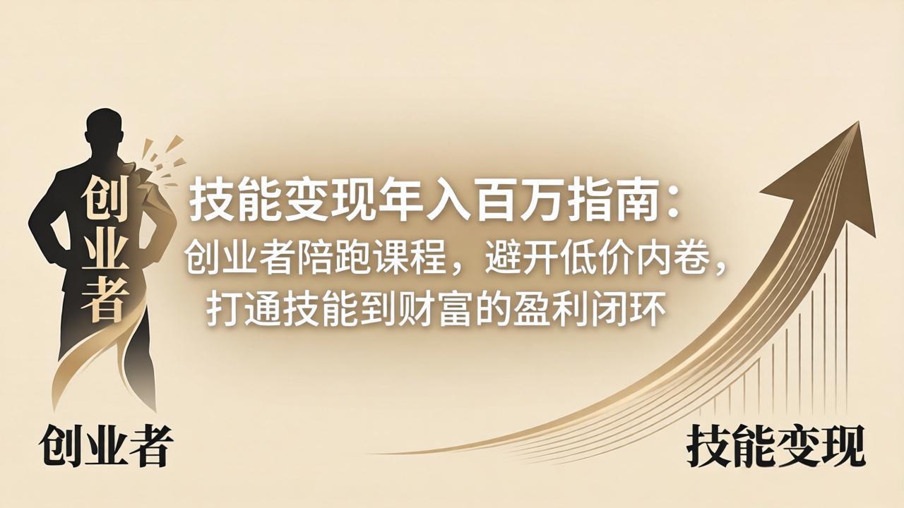 技能变现年入百万指南：创业者陪跑课程，避开低价内卷，打通技能到财富的盈利闭环-巅峰研习社