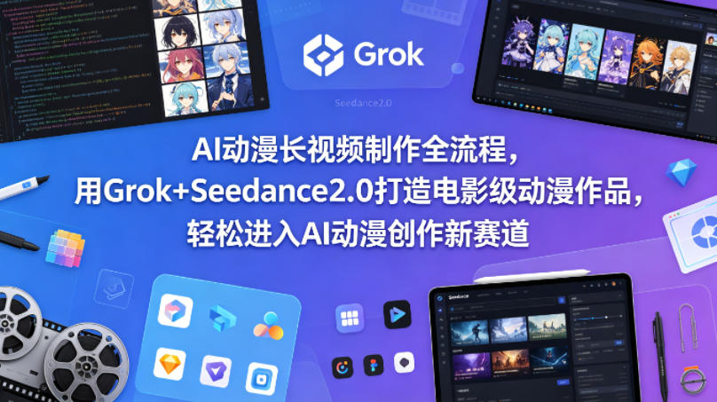 AI动漫长视频制作全流程，用Grok+Seedance2.0打造电影级动漫作品，轻松进入AI动漫创作新赛道-巅峰研习社