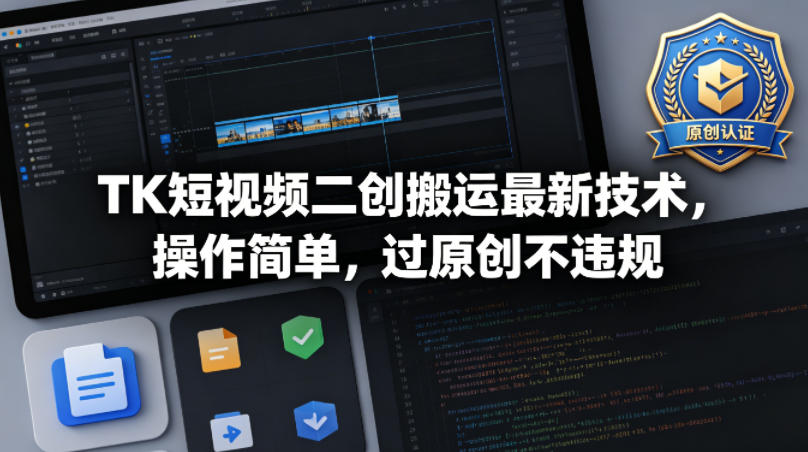 TK短视频二创搬运最新技术，操作简单，过原创不违规-巅峰研习社