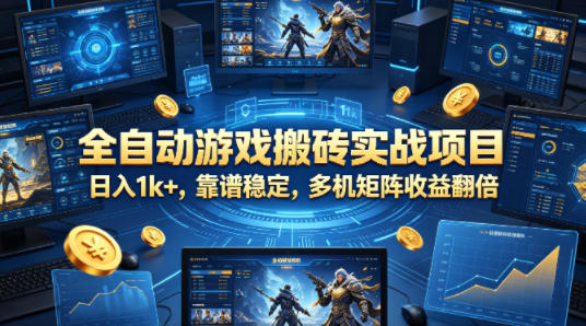 全自动游戏搬砖实战项目，日入1k+，靠谱稳定，多机矩阵收益翻倍【揭秘】-巅峰研习社