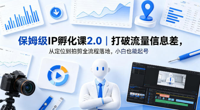 保姆级IP孵化课2.0｜打破流量信息差，从定位到拍剪全流程落地，小白也能起号-巅峰研习社