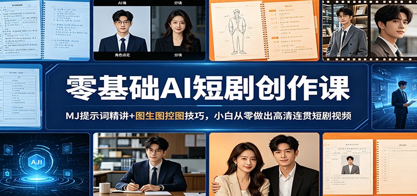 零基础AI短剧创作课：MJ提示词精讲+图生图控图技巧，小白从零做出高清连贯短剧视频-巅峰研习社
