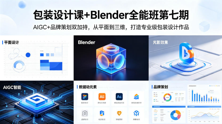 包装设计课+Blender全能班第七期，AIGC+品牌策划双加持，从平面到三维，打造专业级包装设计作品-巅峰研习社