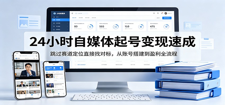 24小时自媒体起号变现速成，跳过赛道定位直接找对标，从账号搭建到盈利全流程-巅峰研习社