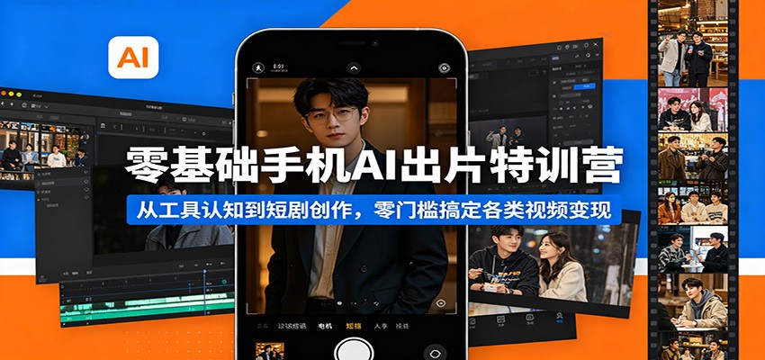 零基础手机AI出片特训营：从工具认知到短剧创作，零门槛搞定各类视频变现-巅峰研习社