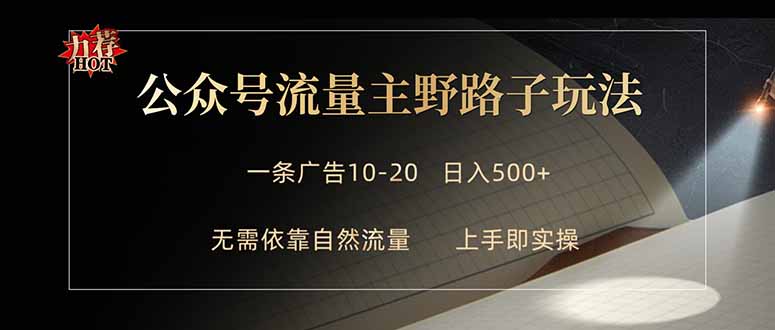公众号流量主野路子玩法 单条广告10-20元 日入500+-巅峰研习社