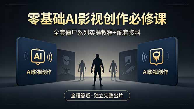 零基础AI影视创作必修课，全套僵尸系列实操教程加配套资料，全程答疑带你独立完整出片-巅峰研习社