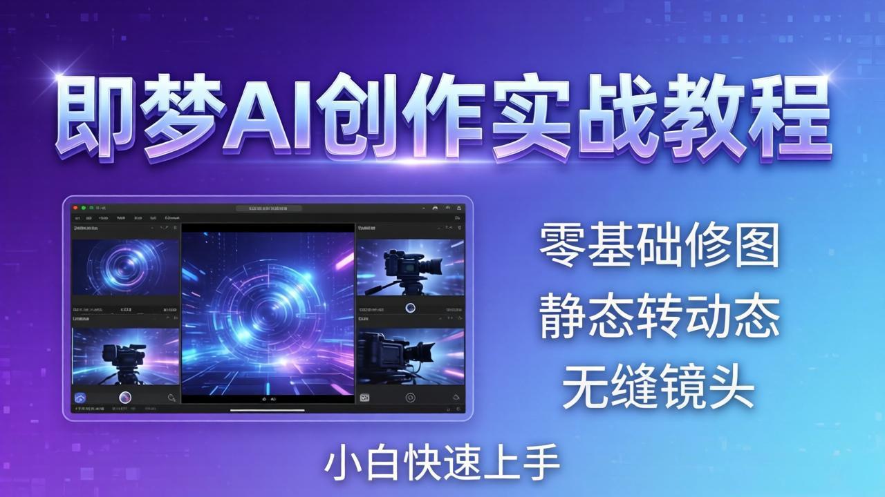 即梦AI创作实战教程，从零基础修图到AI导演，实战教学静态转动态+无缝镜头，小白快速上手-巅峰研习社