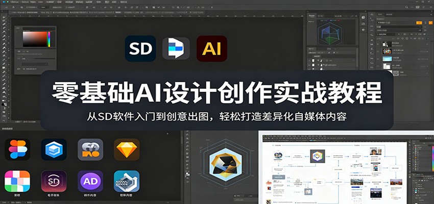 零基础AI设计创作实战教程：从SD软件入门到创意出图，轻松打造差异化自媒体内容-巅峰研习社