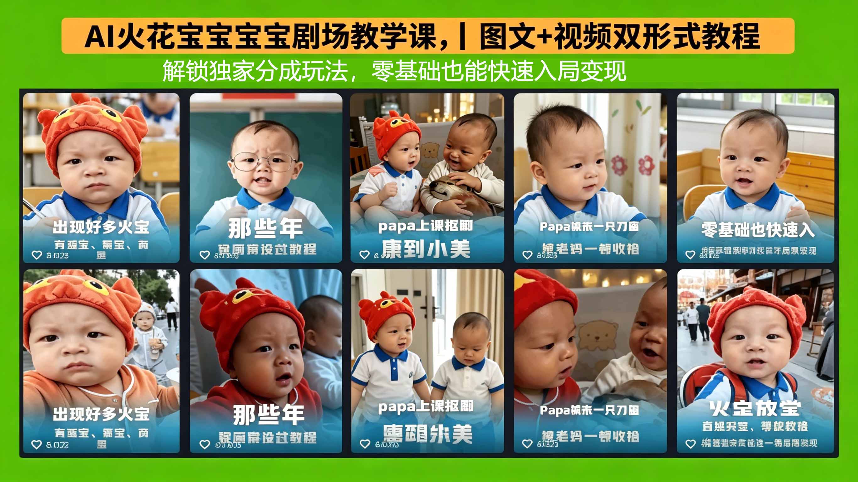 AI火花宝宝宝宝剧场教学课，图文+视频双形式教程，解锁独家分成玩法，零基础也能快速入局变现-巅峰研习社