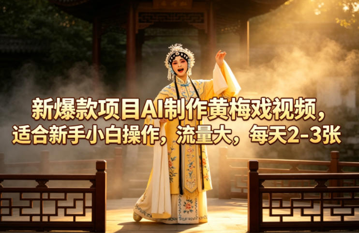 新爆款项目AI制作黄梅戏视频，适合新手小白操作，流量大，每天2-3张-巅峰研习社