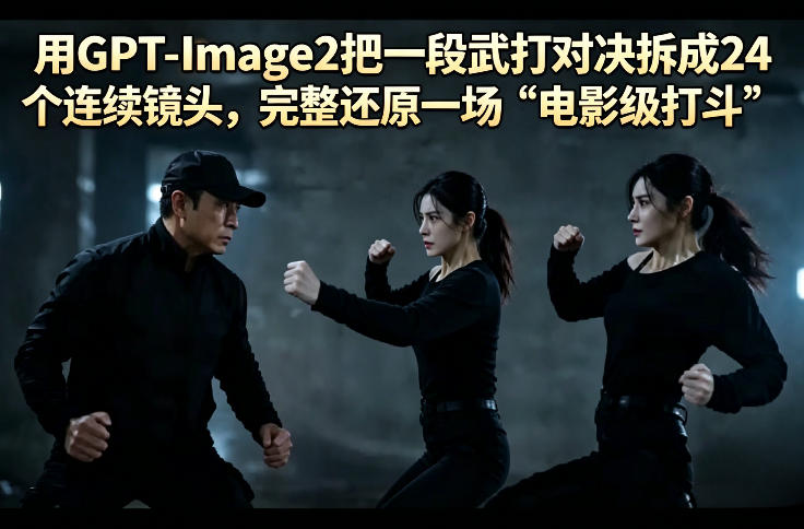 用GPT-Image2把一段武打对决拆成24个连续镜头，完整还原一场“电影级打斗”-巅峰研习社