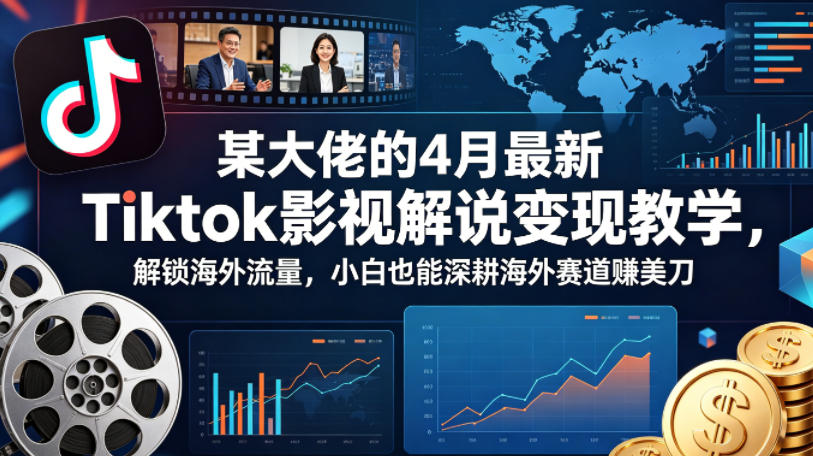 某大佬的4月最新Tiktok影视解说变现教学，解锁海外流量，小白也能深耕海外赛道賺美刀-巅峰研习社
