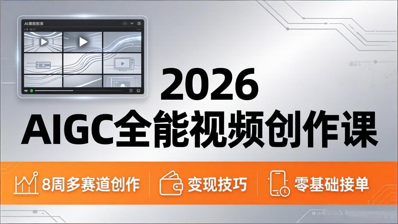 2026AIGC全能视频创作课，8周吃透多赛道创作+变现，零基础也能高效出片接单-巅峰研习社