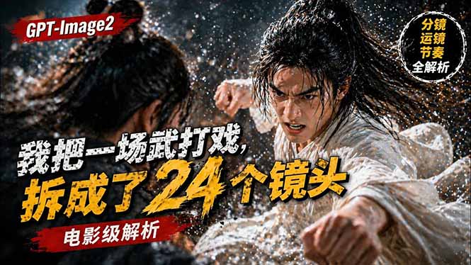 用GPT-Image2，把一段武打对决拆成24个连续镜头，从人物建立、动作衔接、运镜节奏，到情绪爆发-巅峰研习社