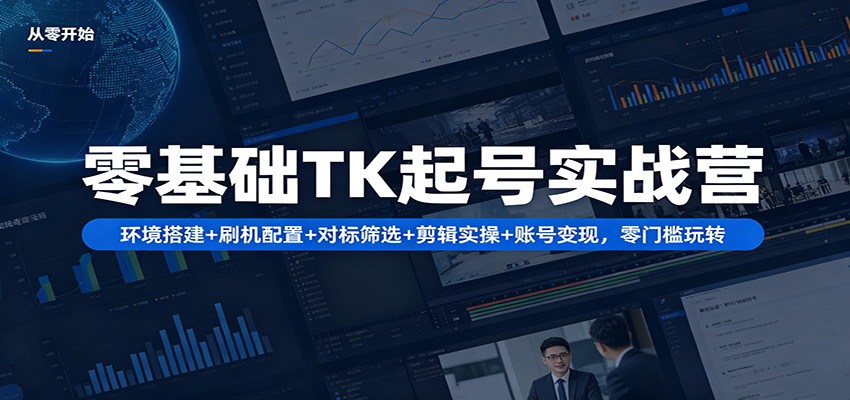 零基础TK起号实战营：环境搭建+ 刷机配置+对标筛选+剪辑实操+账号变现，零门槛玩转-巅峰研习社