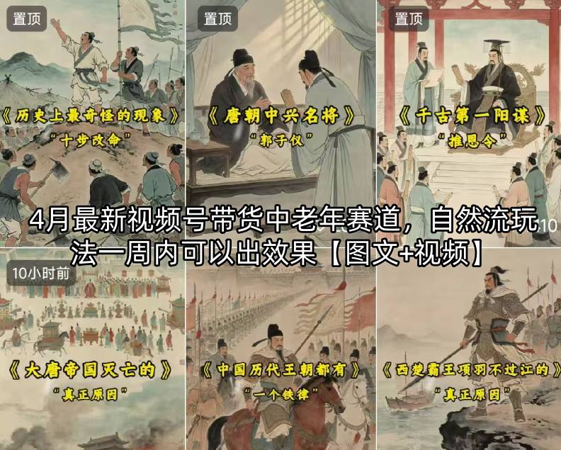 4月最新视频号带货中老年赛道，自然流玩法一周内可以出效果【图文+视频】-巅峰研习社